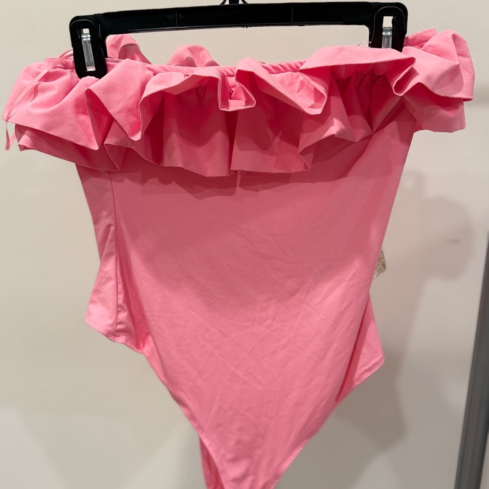 Altar'd State Pink Off-Shoulder Swimsuit